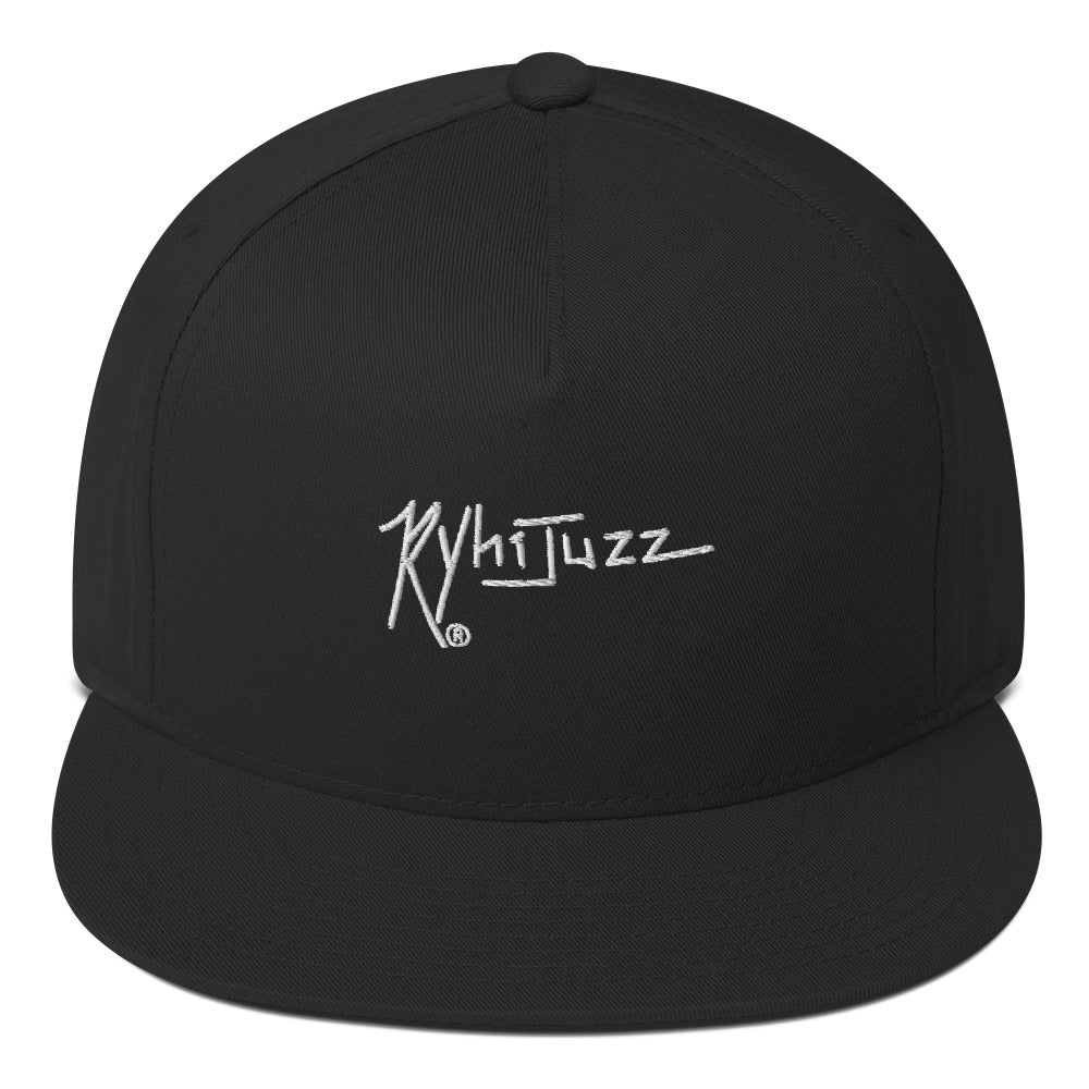 Ryhijuzz Flat Bill Cap snapback White Embroidery